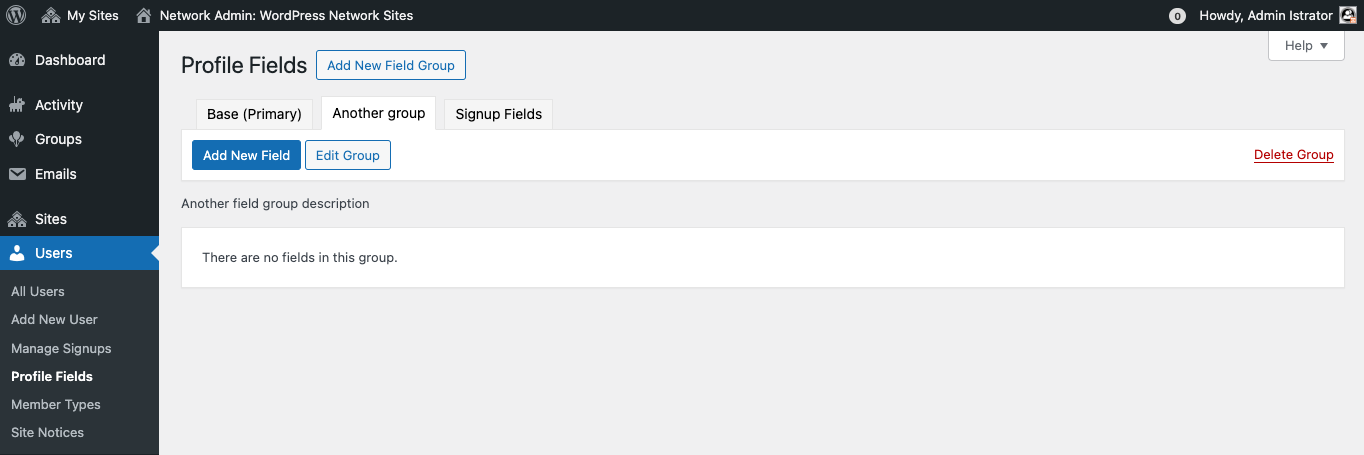 xProfile field group buttons