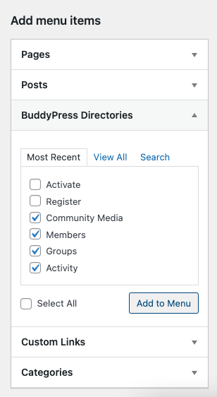 BP Directories panel