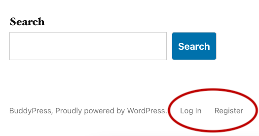 Front-end footer logged-out menu