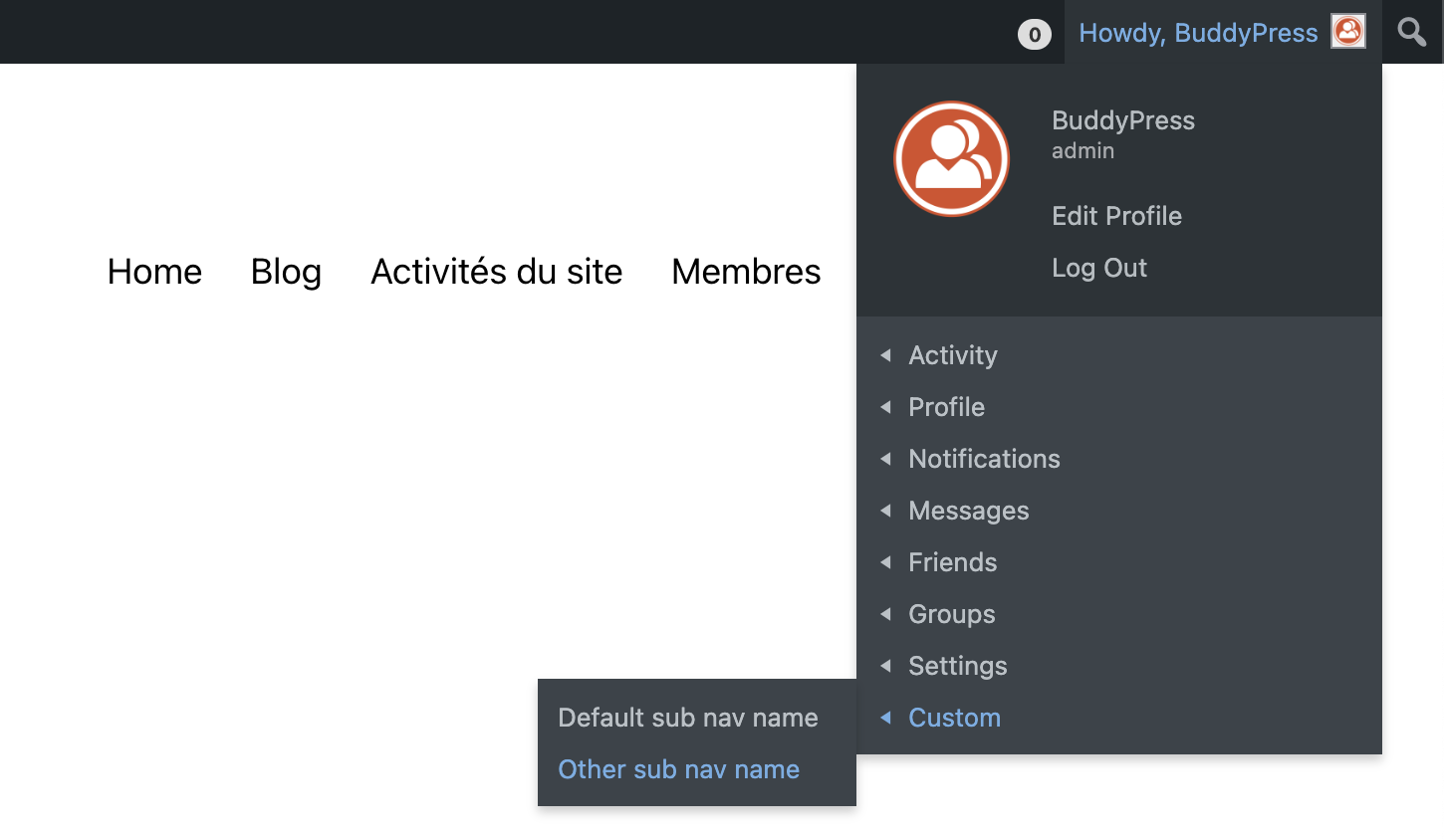 WP Admin Bar’s Member menu